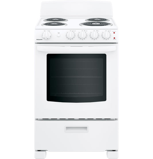 HOTPOINT RAS300DMWW Hotpoint® 24" Free-Standing Front-Control Electric Range White