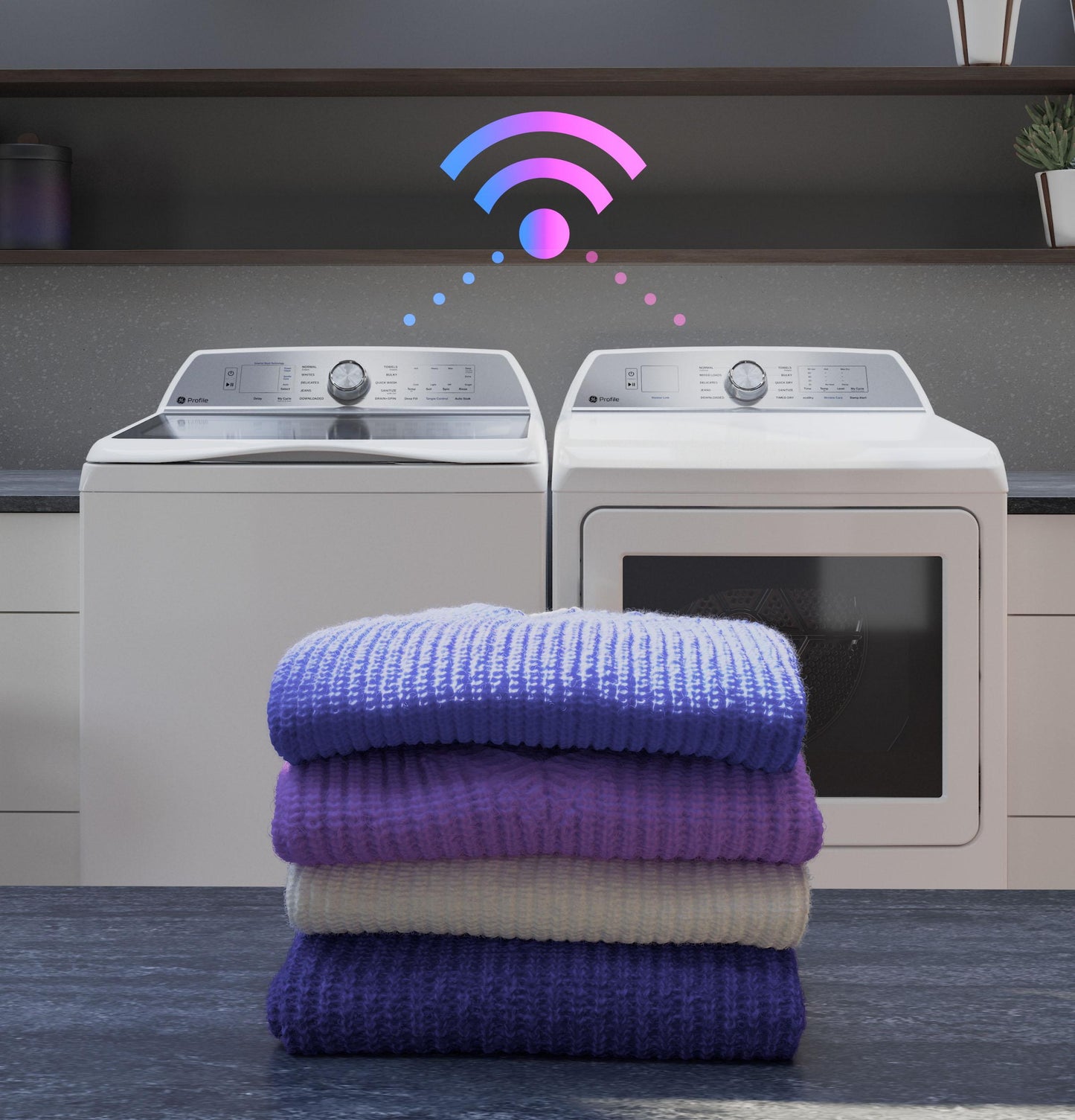 GE APPLIANCES GE Profile 7.3 cu. ft. Capacity Smart Gas Dryer with Fabric Refresh Blue - PTD90GBPTRS