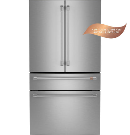 CAFE CJE23DP2WS1 CAFé™ ENERGY STAR® 23.2 Cu. Ft. Smart Counter-Depth 4-Door French-Door Refrigerator With Dual-Dispense AutoFill Pitcher in Stainless Steel - CJE23DP2WS1
