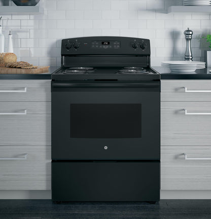 GE APPLIANCES 30" Free-Standing Self-Clean Electric Range Black - JB256DMBB