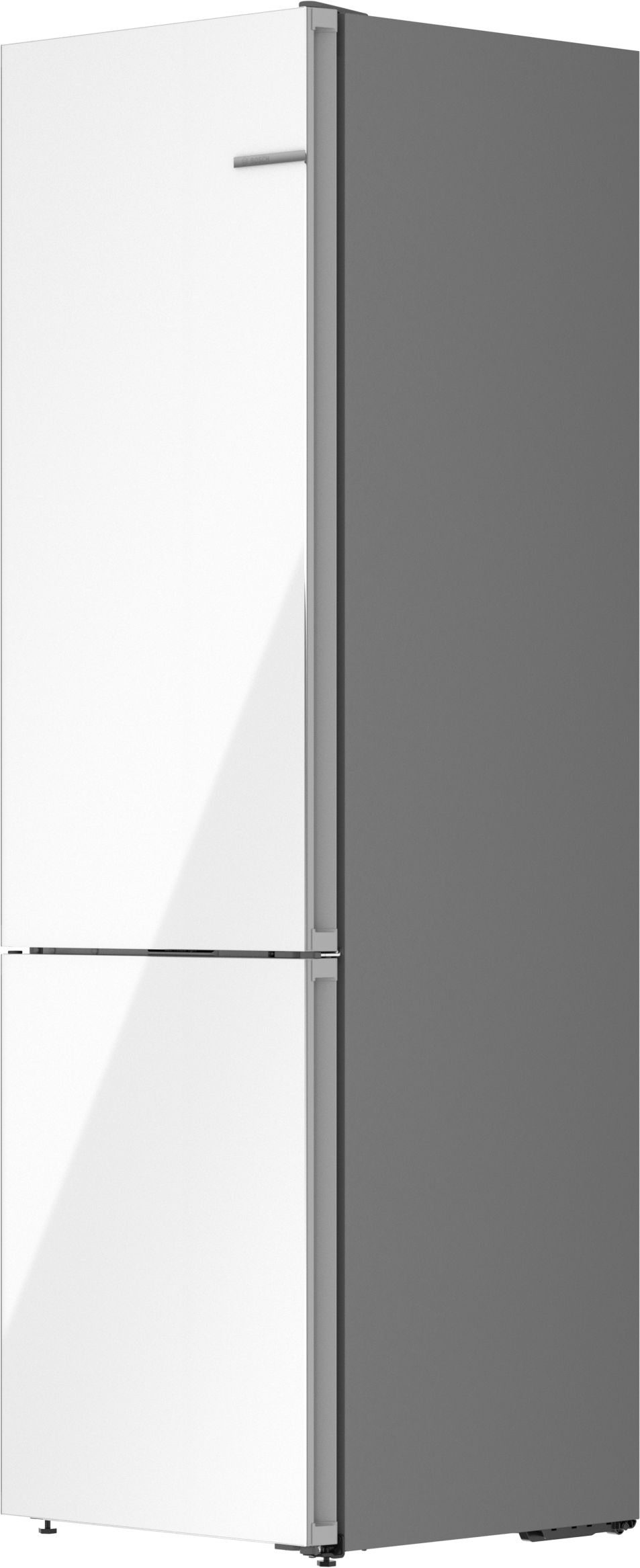 BOSCH B24CB80ESW 800 Series, free-standing fridge-freezer with freezer at bottom, glass door, 24'', White, Total No Frost White - B24CB80ESW