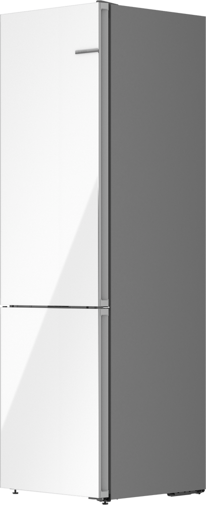 BOSCH B24CB80ESW 800 Series, free-standing fridge-freezer with freezer at bottom, glass door, 24'', White, Total No Frost White - B24CB80ESW