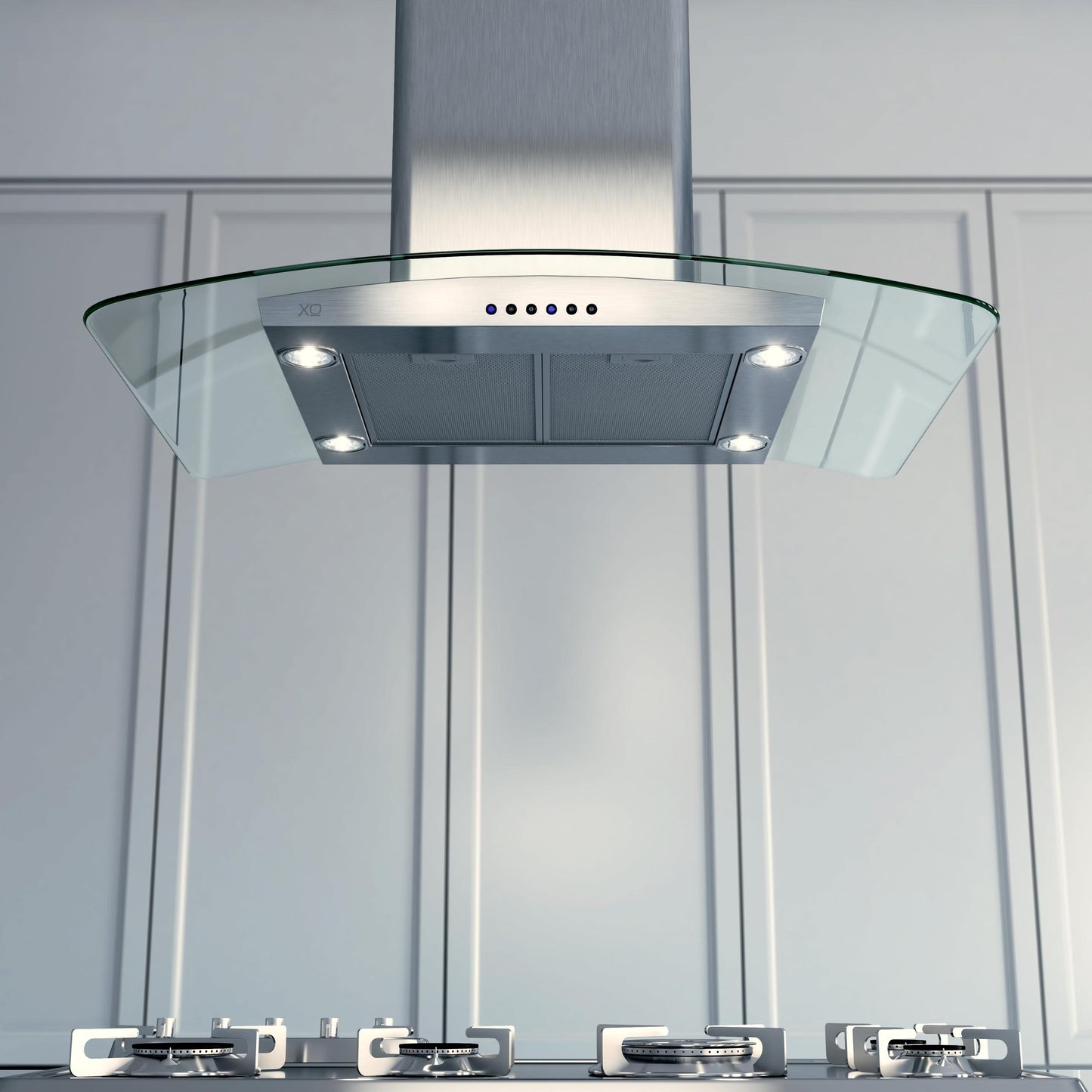 XO APPLIANCE XOMI36GC 36" CCC 600/395 CFM Island Hood Stainless/Glass in Stainless Steel - XOMI36GC