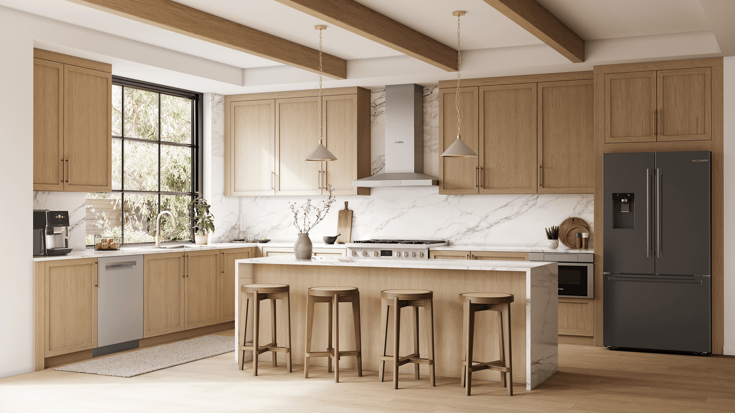 BOSCH B36CD52SNB 500 Series, French Door Bottom freezer, multi door, 36'', Black inox-antifingerprint, Total No Frost Black in Stainless Steel - B36CD52SNB