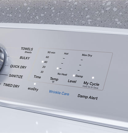GE APPLIANCES PTD60GBSRWS GE Profile™ ENERGY STAR® 7.4 cu. ft. Capacity aluminized alloy drum Gas Dryer with Sanitize Cycle and Sensor Dry White On Gray - PTD60GBSRWS