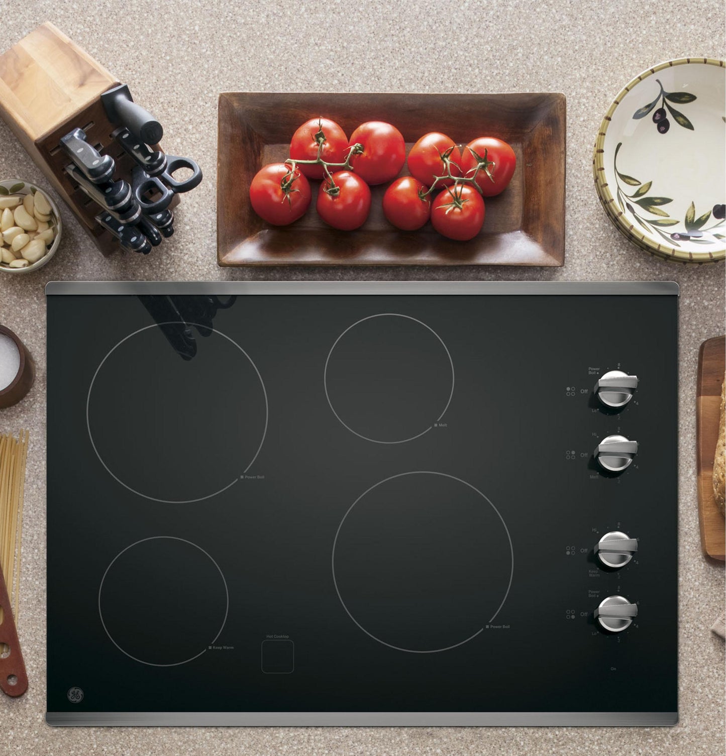 GE APPLIANCES 30" Built-In Knob Control Electric Cooktop Black On Stainless - JP3030SWSS