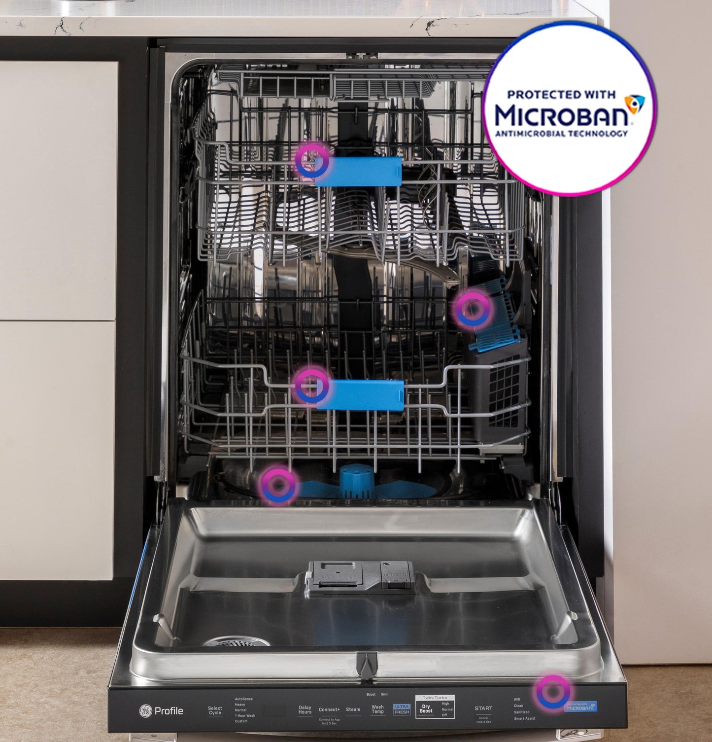 GE APPLIANCES PDT755SBVTS GE Profile™ ENERGY STAR Smart UltraFresh System Dishwasher with Microban™ Antimicrobial Technology with Deep Clean Washing 3rd Rack, 42 dBA Black in Stainless Steel - PDT755SBVTS