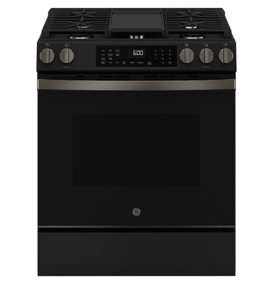 GE APPLIANCES GGS600AVDS GE® 30" Slide-In Front-Control Convection Gas Range with No Preheat Air Fry and EasyWash™ Oven Tray Black Slate - GGS600AVDS
