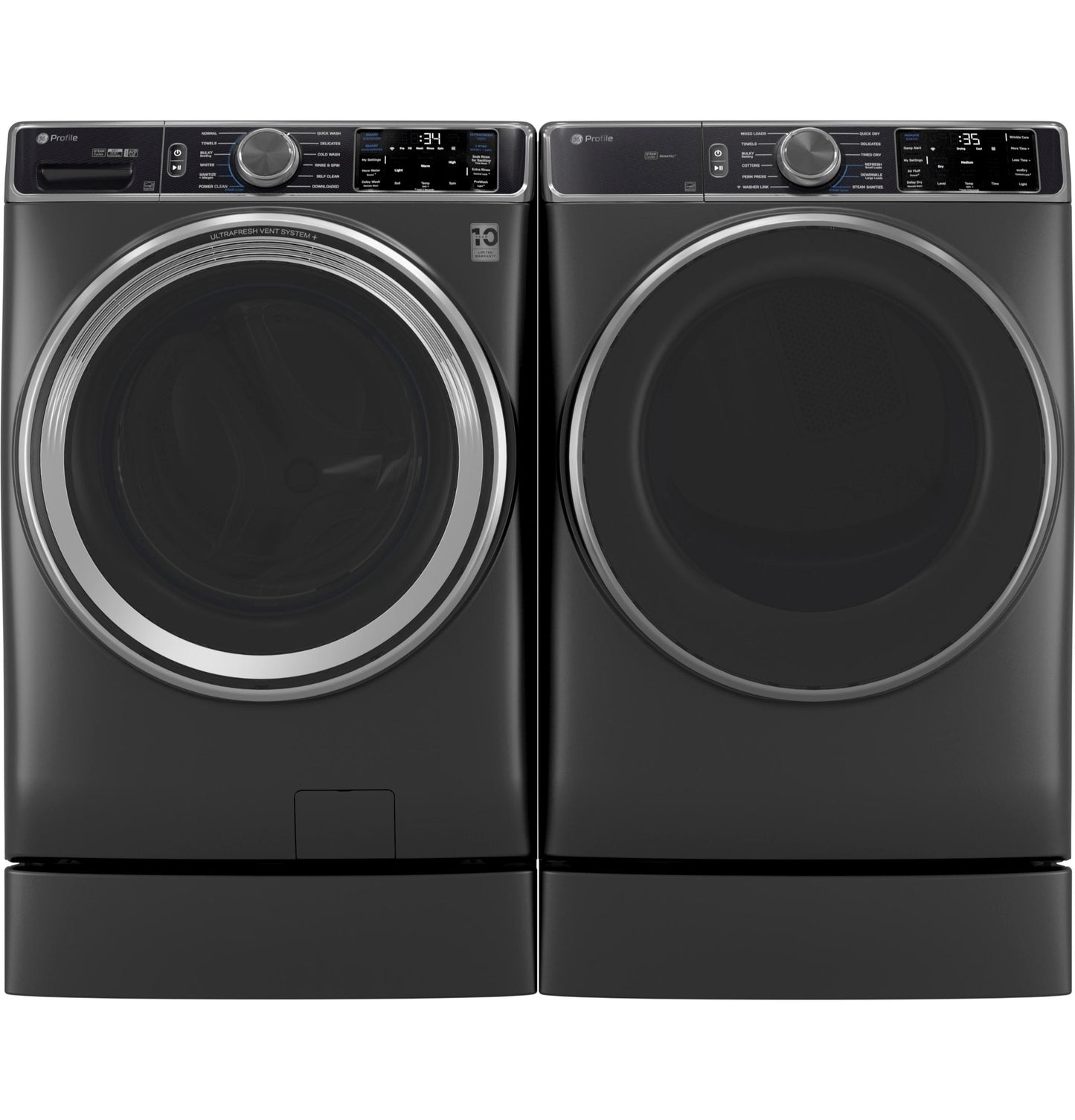 GE APPLIANCES GE Profile 5.5 cu. ft. Capacity Smart Front Load Steam Washer with UltraFresh Vent System+ and Smart Wash & Smart Rinse Gray - PFW955SPWDS