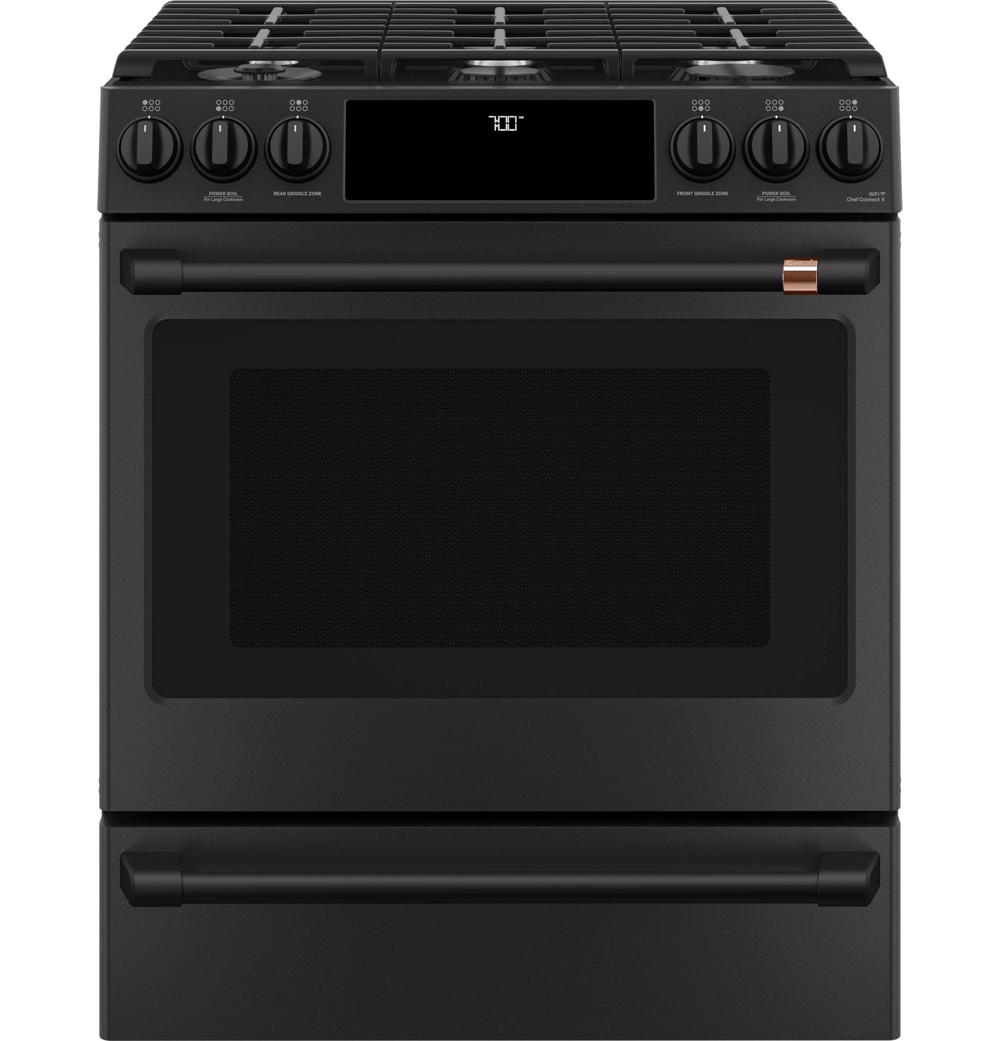 GE APPLIANCES CAFE CGS700P3MD1 CAFé™ 30" Smart Slide-In, Front-Control, Gas Range with Convection Oven Black - CGS700P3MD1