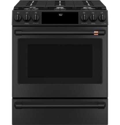 GE APPLIANCES CAFE CGS700P3MD1 CAFé™ 30" Smart Slide-In, Front-Control, Gas Range with Convection Oven Black - CGS700P3MD1