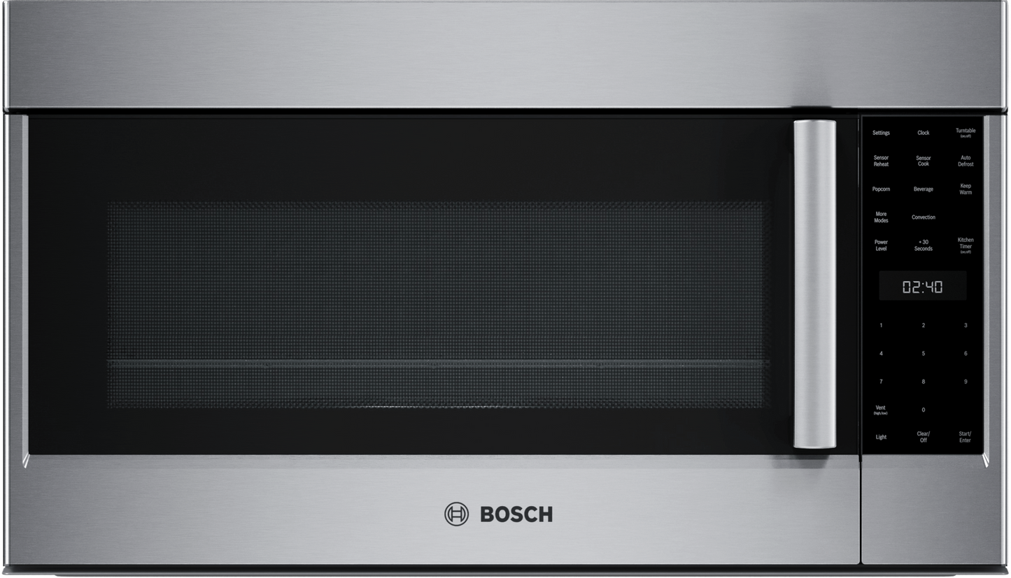 BOSCH HMV8054U 800 Series, Over-The-Range Microwave, 30'', Door Hinge: left in Stainless Steel - HMV8054U