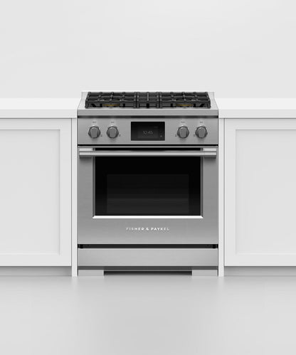 FISHER & PAYKEL RDV3304N 30" Series 9 Professional Dual Fuel 4 Burner Self-Cleaning Range in Stainless Steel - RDV3304N