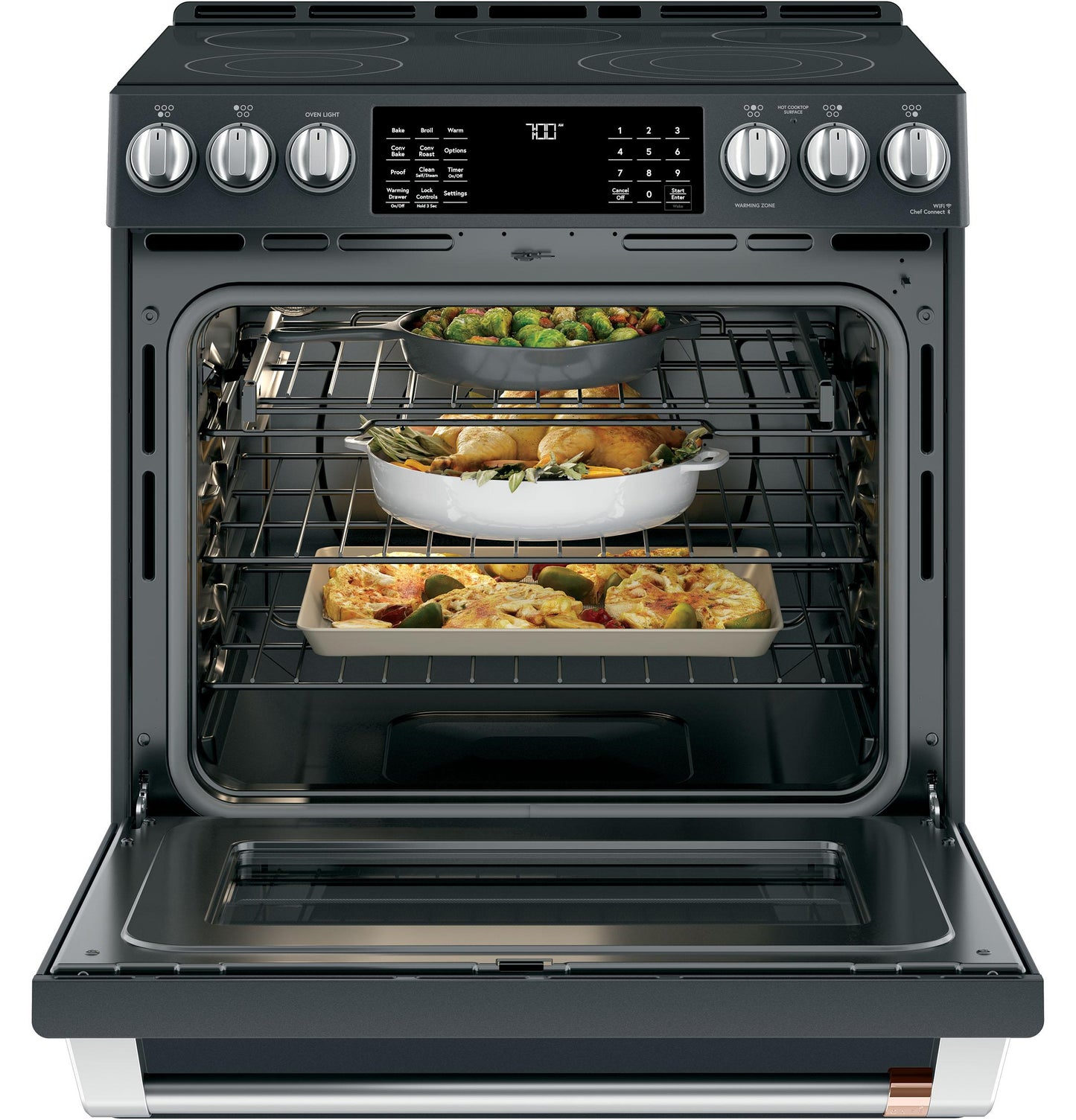 CAFE CES700P3MD1 CAFé30" Smart Slide-In, Front-Control, Radiant and Convection Range Black - CES700P3MD1