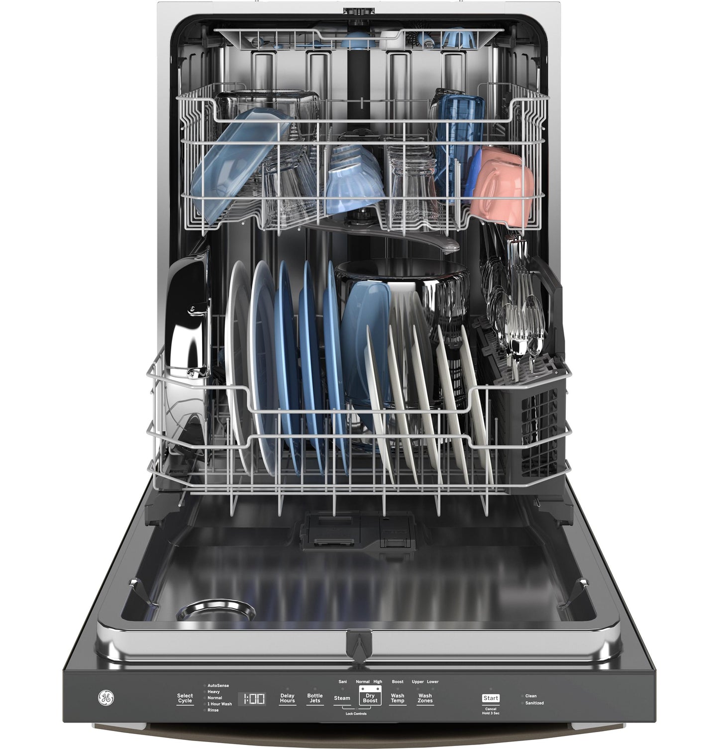 GE APPLIANCES GE Fingerprint Resistant Top Control with in Stainless Steel Interior Dishwasher with Sanitize Cycle Slate - GDT650SMVES