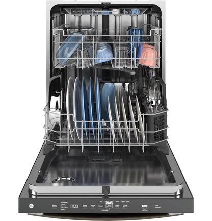 GE APPLIANCES GE Fingerprint Resistant Top Control with in Stainless Steel Interior Dishwasher with Sanitize Cycle Slate - GDT650SMVES