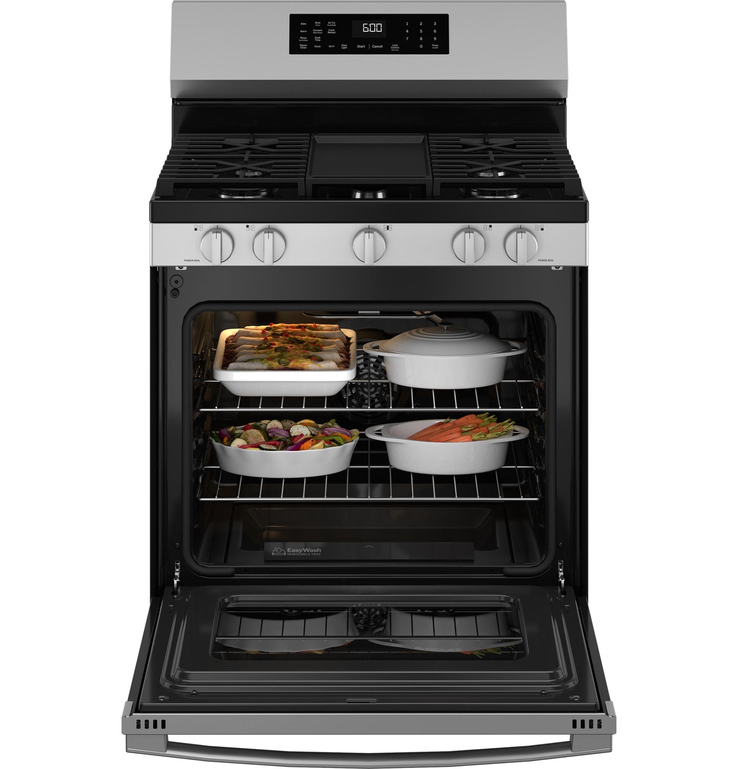 GE APPLIANCES GGF600AVSS GE® 30" Free-Standing Gas Convection Range with No Preheat Air Fry and EasyWash™ Oven Tray in Stainless Steel - GGF600AVSS