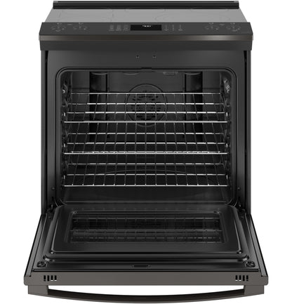 GE APPLIANCES PSS93BPTS GE Profile™ 30" Smart Slide-In Electric Convection Range with No Preheat Air Fry Black in Stainless Steel - PSS93BPTS