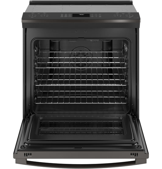 GE APPLIANCES PSS93BPTS GE Profile™ 30" Smart Slide-In Electric Convection Range with No Preheat Air Fry Black in Stainless Steel - PSS93BPTS