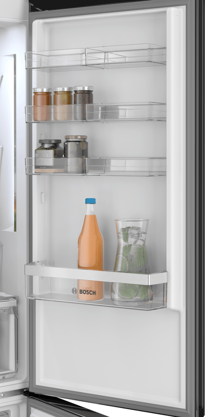 BOSCH B24CB80ESB 800 Series, free-standing fridge-freezer with freezer at bottom, glass door, 24'', Black, Total No Frost Black - B24CB80ESB