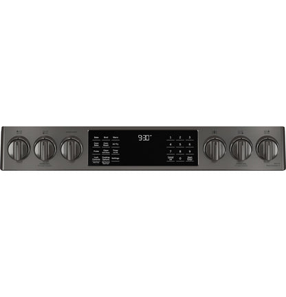 GE APPLIANCES PGS930BPTS GE Profile™ 30" Smart Slide-In Front-Control Gas Range with No Preheat Air Fry Black in Stainless Steel - PGS930BPTS