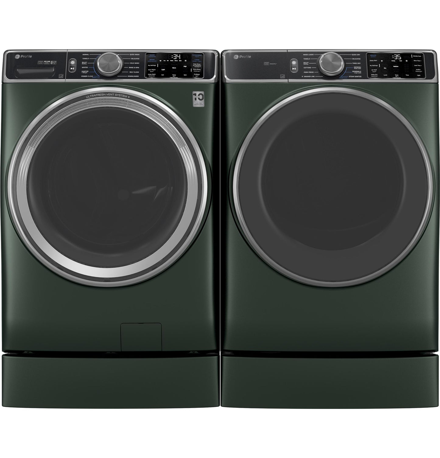 GE APPLIANCES PFW955SPWGN GE Profile™ 5.5 cu. ft. Capacity Smart Front Load ENERGY STAR® Steam Washer with UltraFresh Vent System+ and Smart Wash & Smart Rinse Green - PFW955SPWGN