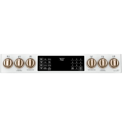 CAFE  30" Smart Slide-In, Front-Control, Gas Double-Oven Range with Convection White - CGS750P4MW2