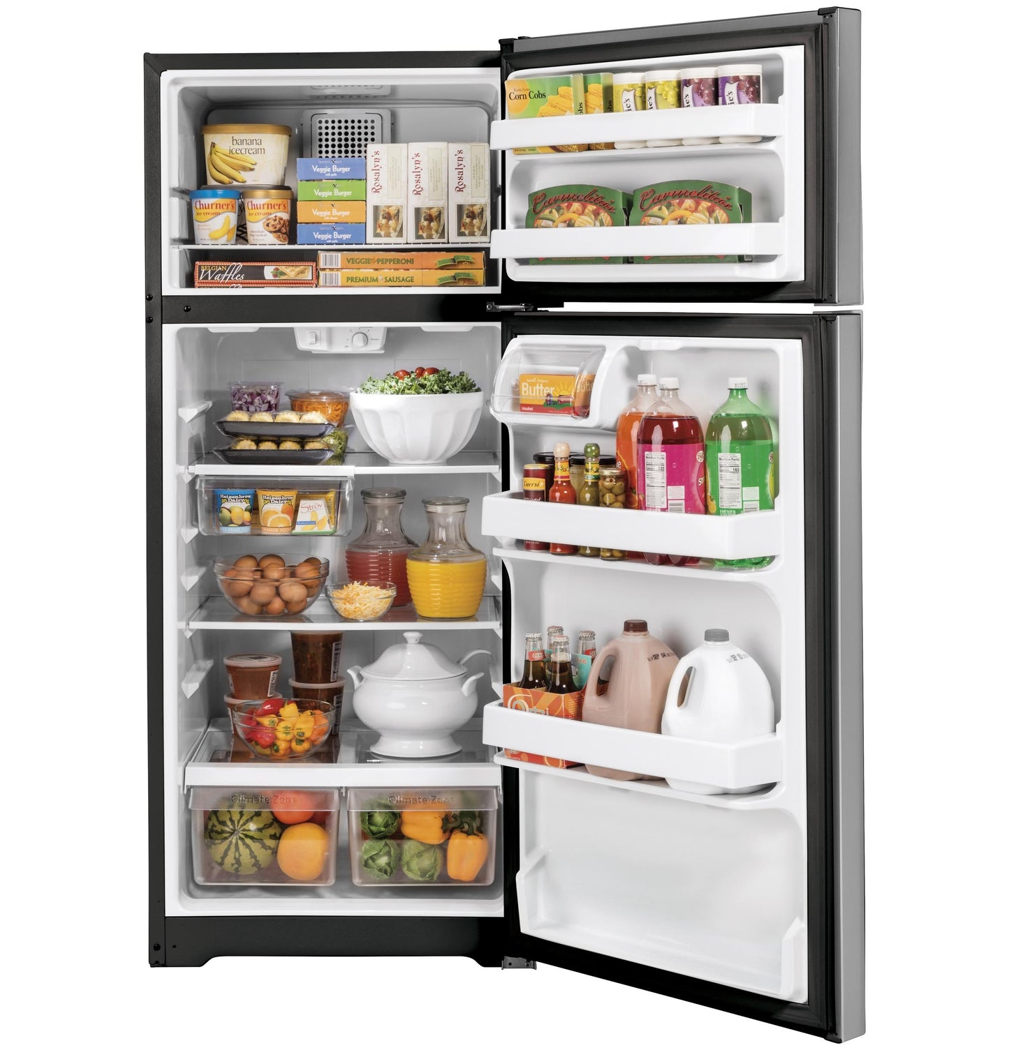GE APPLIANCES 16.6 Cu. Ft. Top-Freezer Refrigerator in Stainless Steel - GTS17GSNRSS