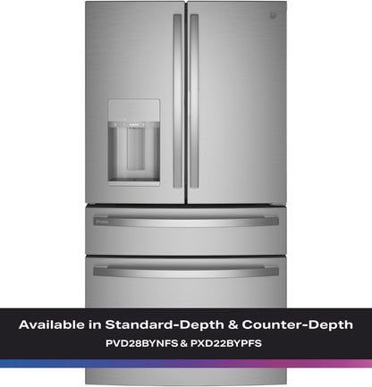 GE APPLIANCES PVD28BYNFS GE Profile™ ENERGY STAR® 27.9 Cu. Ft. Smart Fingerprint Resistant 4-Door French-Door Refrigerator with Door In Door in Stainless Steel - PVD28BYNFS
