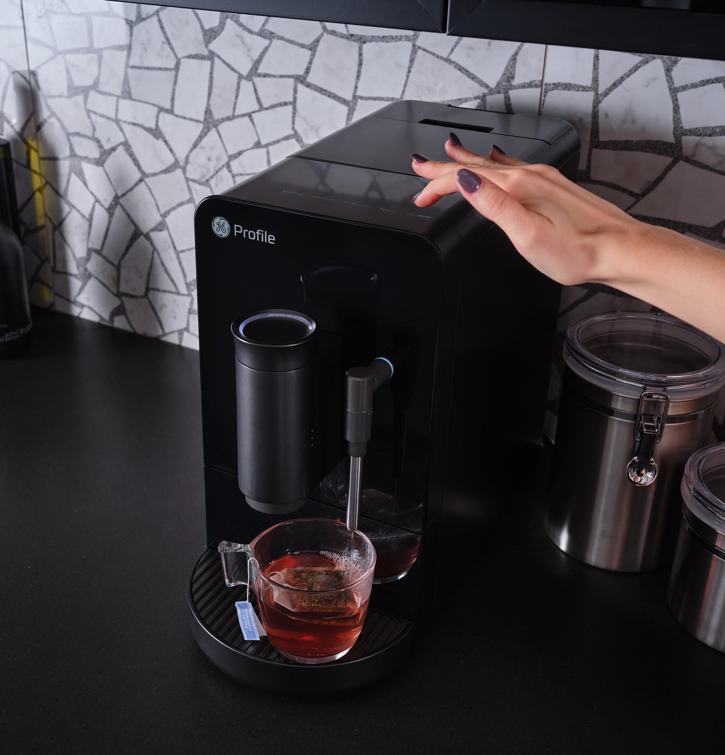 GE APPLIANCES P7CEBBS6RBB GE Profile™ Automatic Espresso Machine + Frother Black - P7CEBBS6RBB