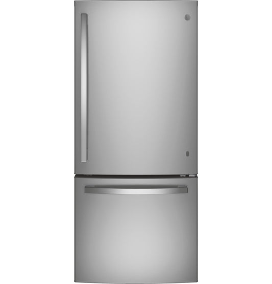 GE APPLIANCES 20.9 Cu. Ft. Bottom-Freezer Refrigerator in Stainless Steel - GBE21DYKFS
