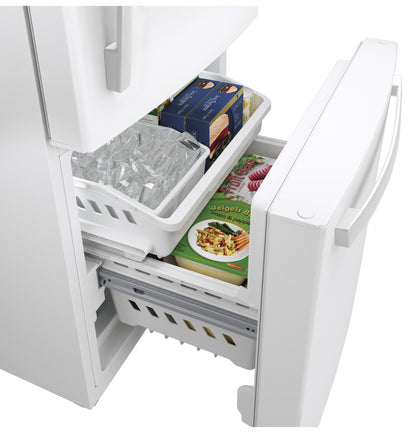 GE APPLIANCES 21.0 Cu. Ft. Bottom-Freezer Refrigerator White - GDE21EGKWW