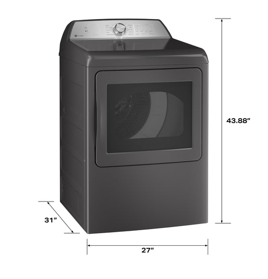 GE APPLIANCES PTD60EBPRDG GE Profile™ ENERGY STAR® 7.4 cu. ft. Capacity aluminized alloy drum Electric Dryer with Sanitize Cycle and Sensor Dry Gray - PTD60EBPRDGB