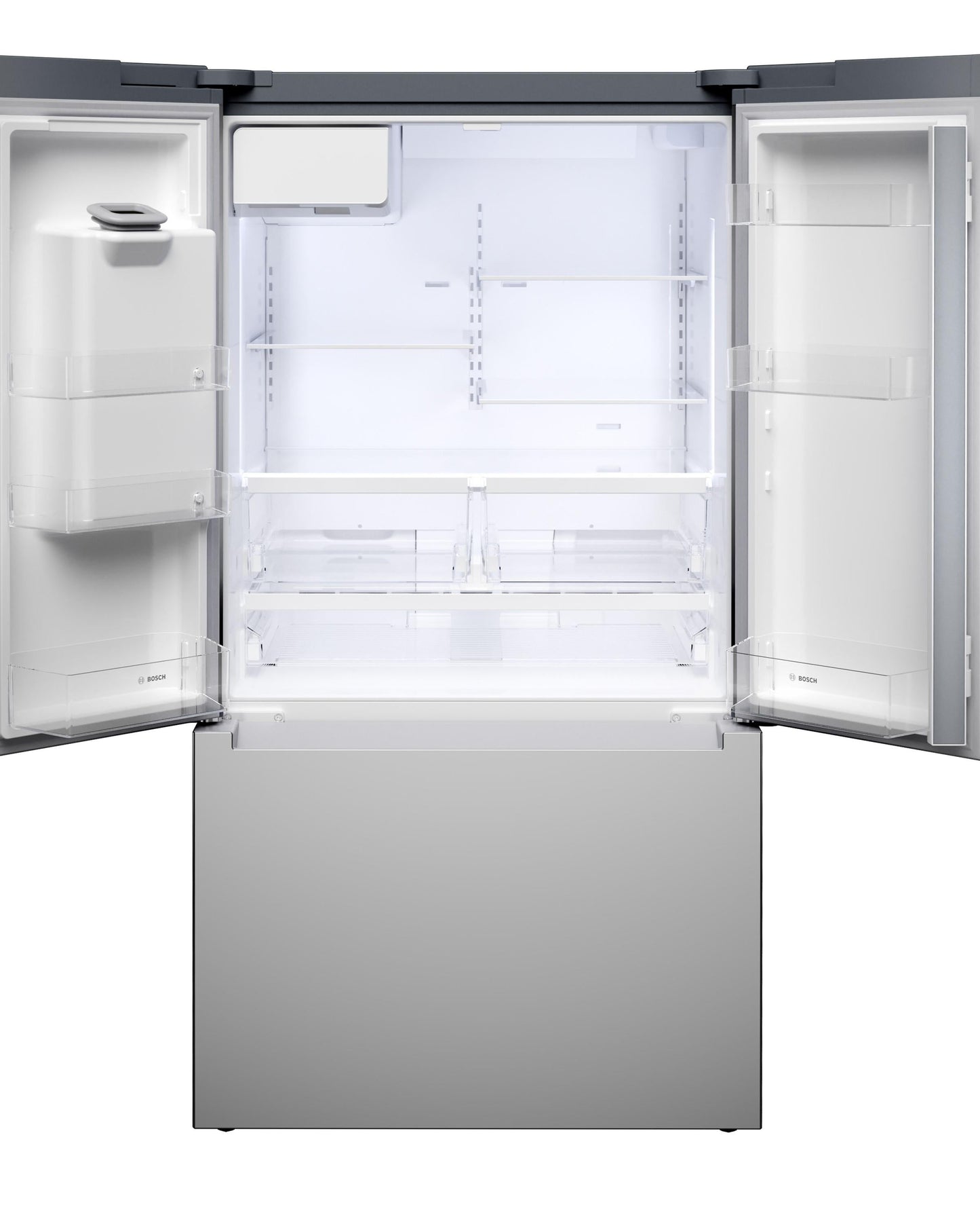 BOSCH B36FD10ENS 100 Series, French Door Bottom freezer, multi door, 36'', Brushed steel (with anti-fingerprint), Total No Frost in Stainless Steel - B36FD10ENS