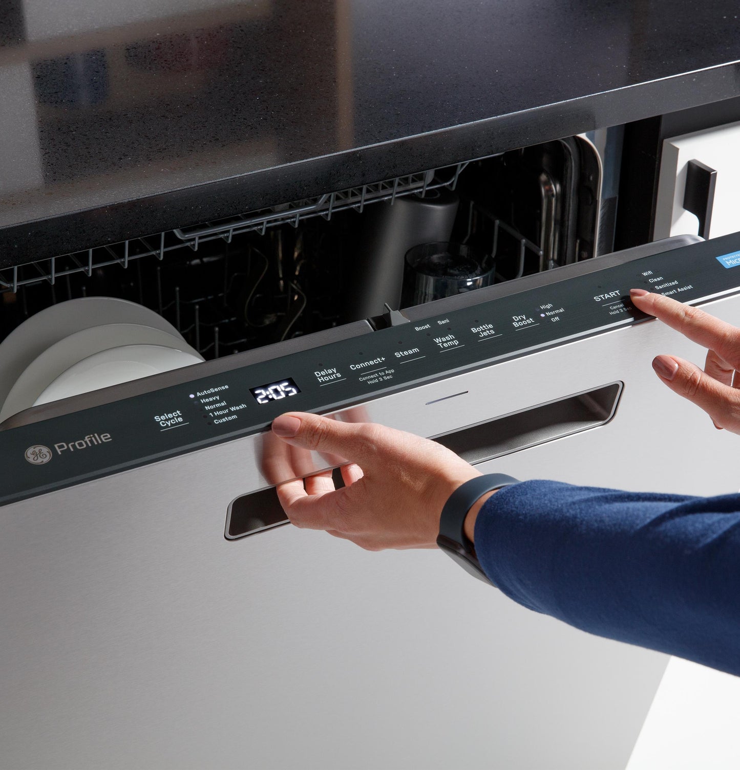 GE APPLIANCES PDP715SYVFS GE Profile™ ENERGY STAR® Fingerprint Resistant Top Control Stainless Interior Dishwasher with Microban™ Antimicrobial Technology in Stainless Steel - PDP715SYVFS
