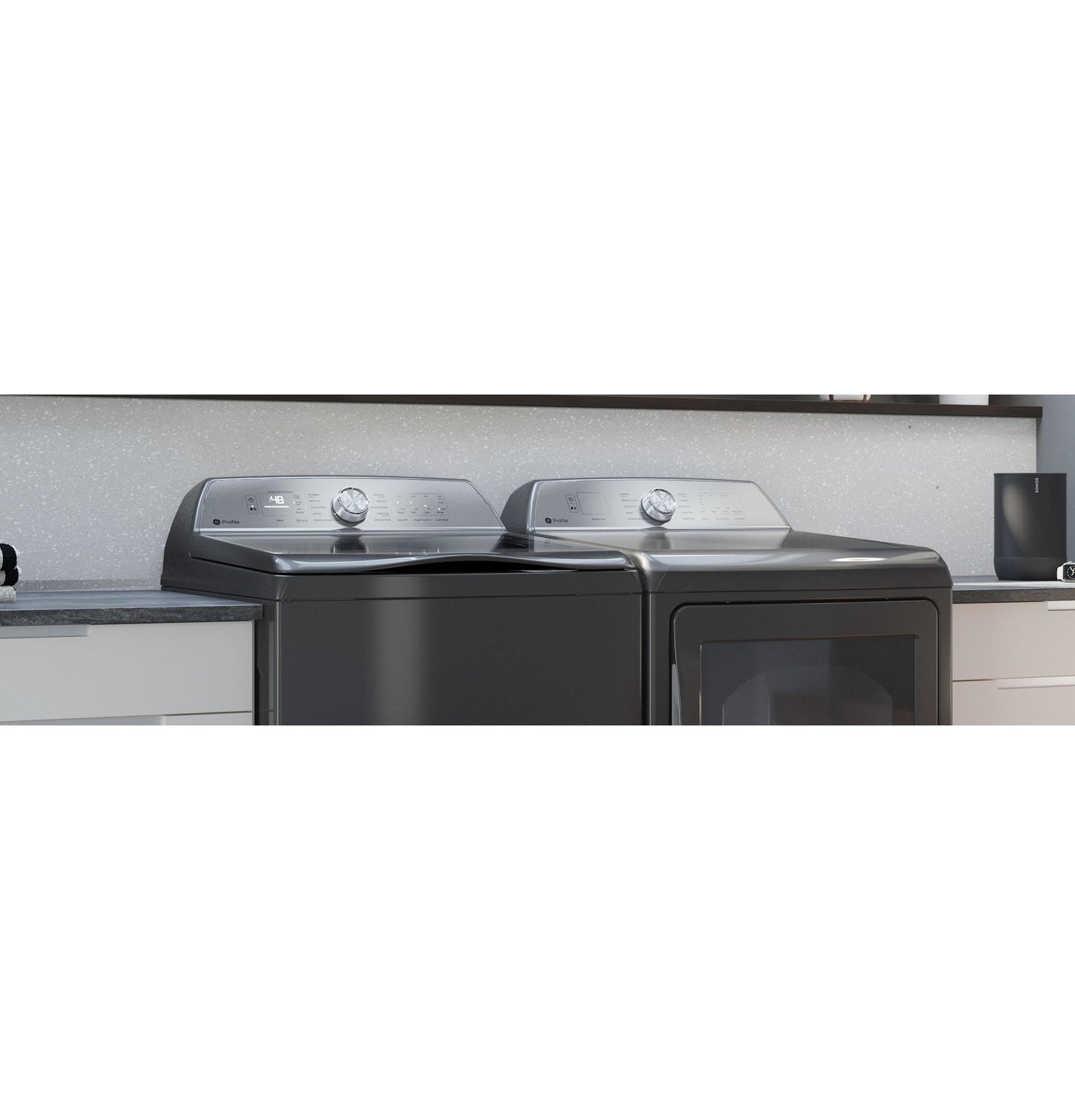 GE APPLIANCES PTD60GBPRDG GE Profile™ ENERGY STAR® 7.4 cu. ft. Capacity aluminized alloy drum Gas Dryer with Sanitize Cycle and Sensor Dry Gray - PTD60GBPRDG