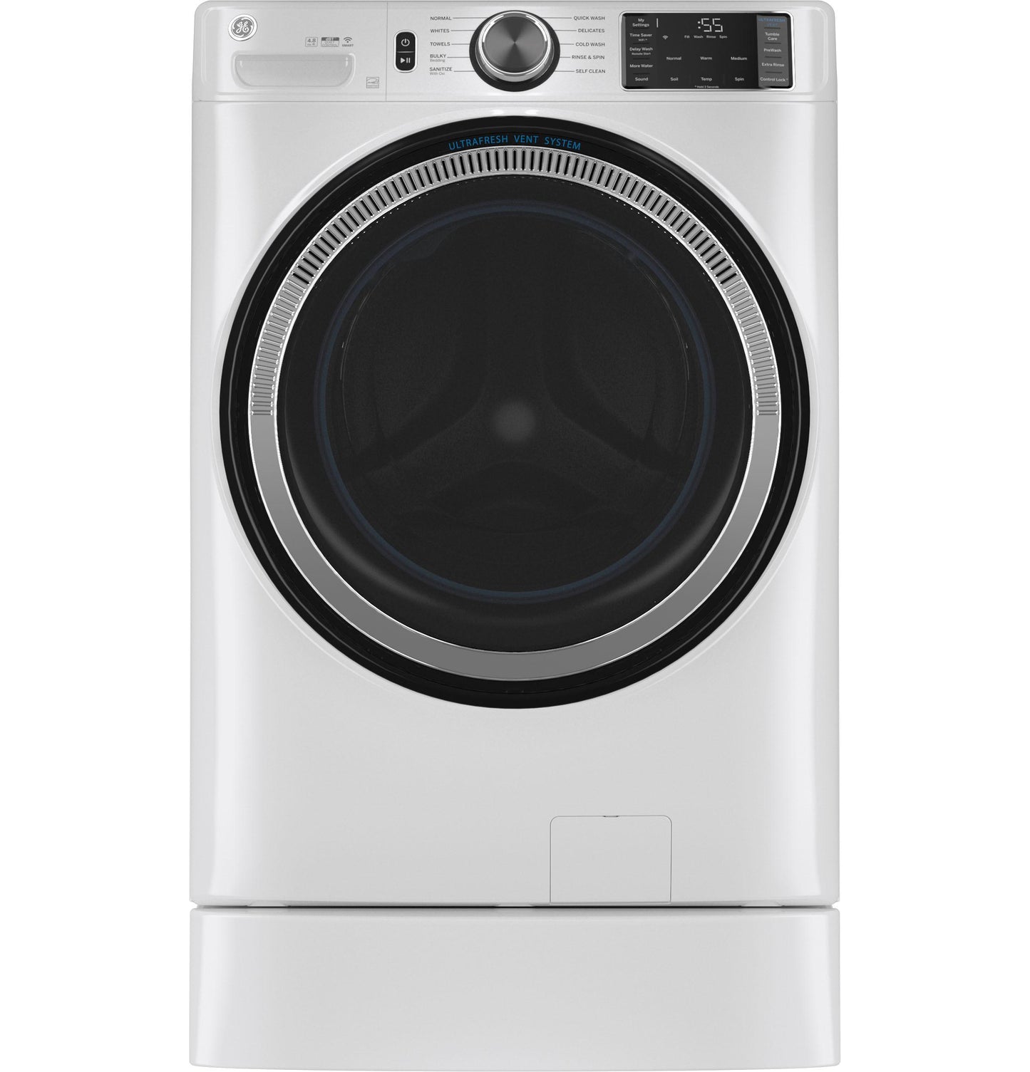 GE APPLIANCES GFW550SSNWW GE® ENERGY STAR 4.8 cu. ft. Capacity Smart Front Load  Washer with UltraFresh Vent System with OdorBlock™ and Sanitize w/Oxi White - GFW550SSNWW