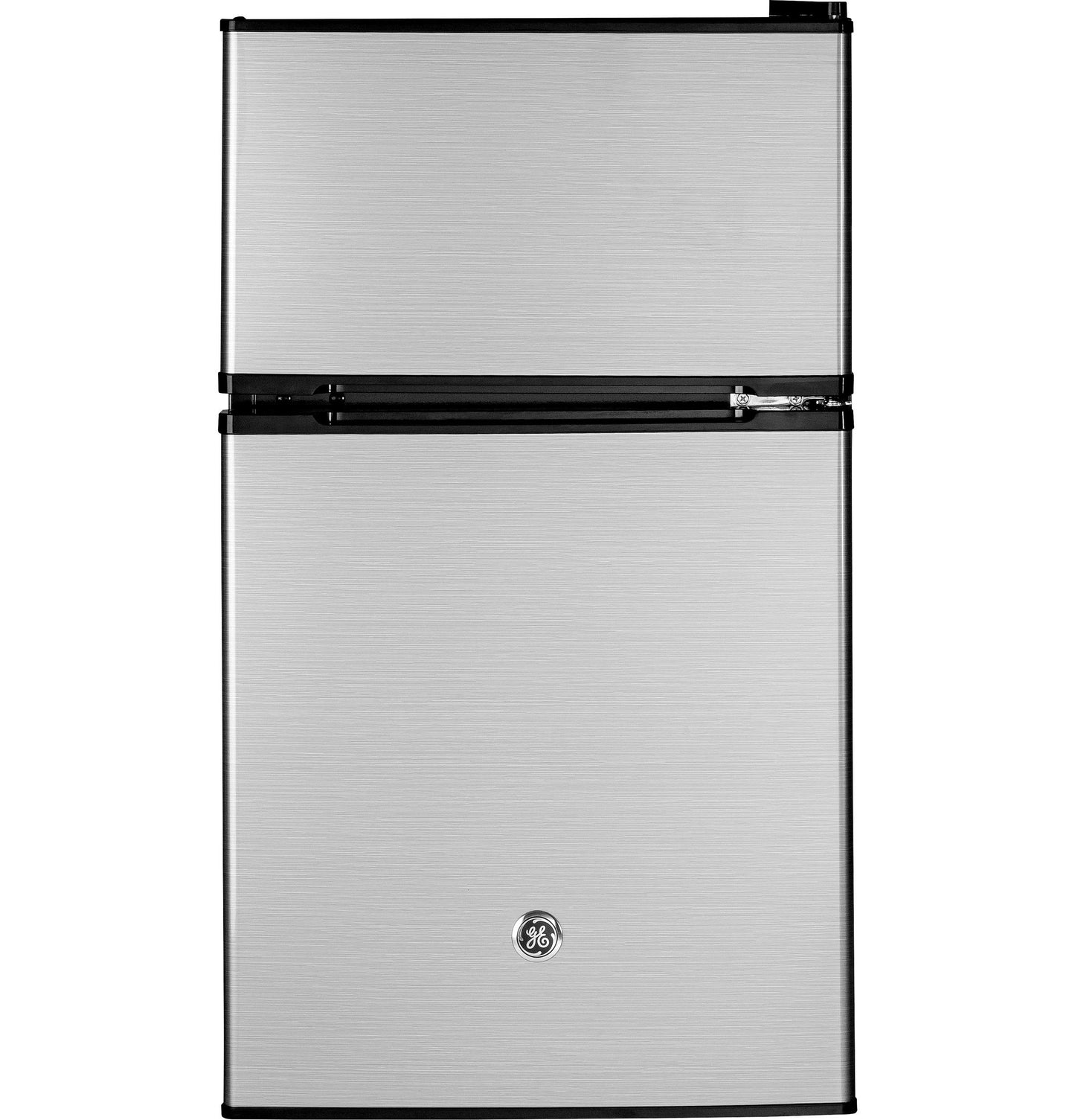 GE APPLIANCES GDE03GLKLB GE® ENERGY STAR® Double-Door Compact Refrigerator in Stainless Steel - GDE03GLKLB