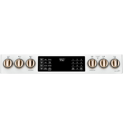 CAFE  30" Smart Slide-In, Front-Control, Induction and Convection Double-Oven Range White - CHS950P4MW2