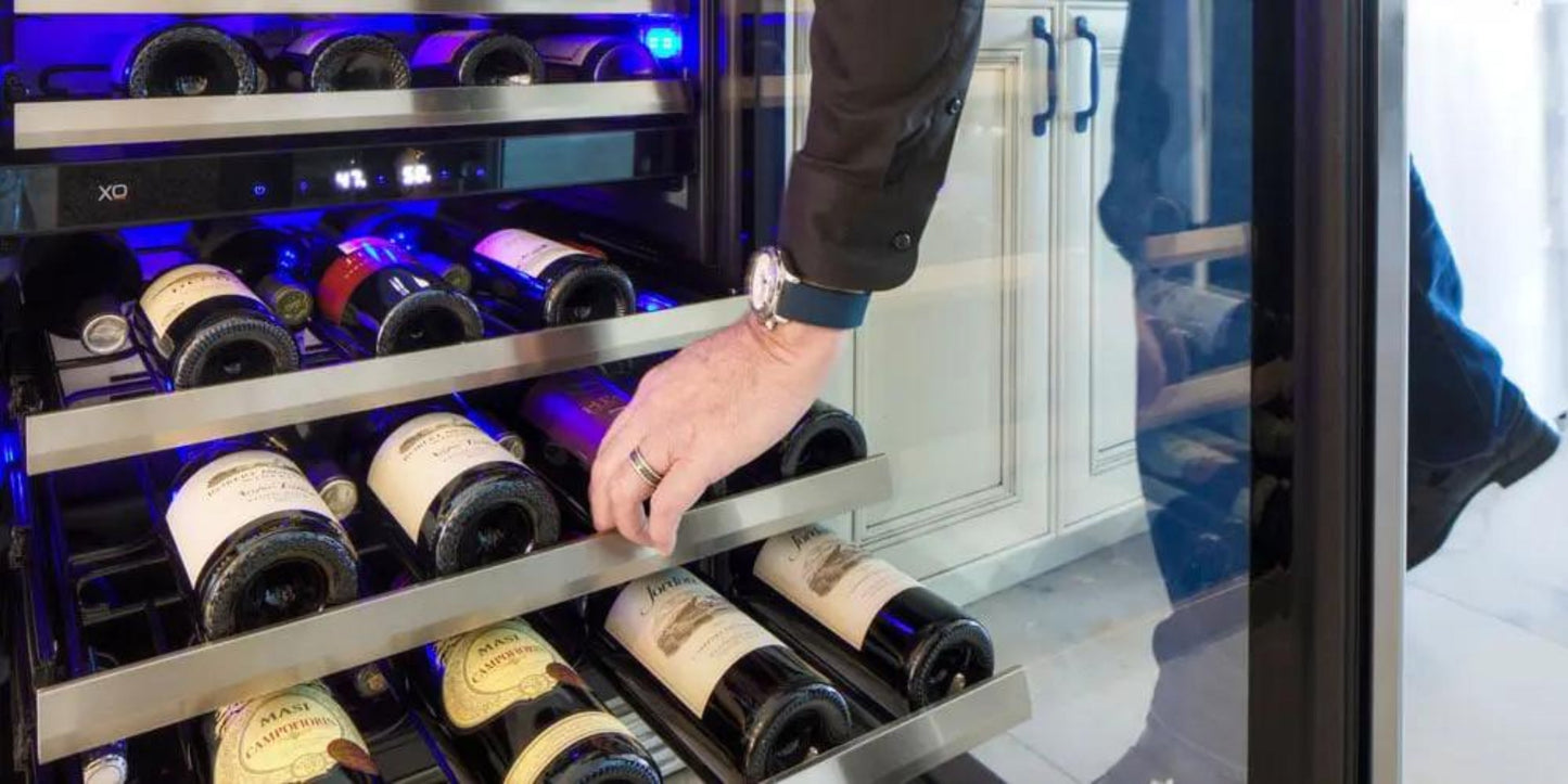XO APPLIANCE XOU15WGBSL Wine Cooler, 15" Black Stainless, Left Hinge Black in Stainless Steel - XOU15WGBSL