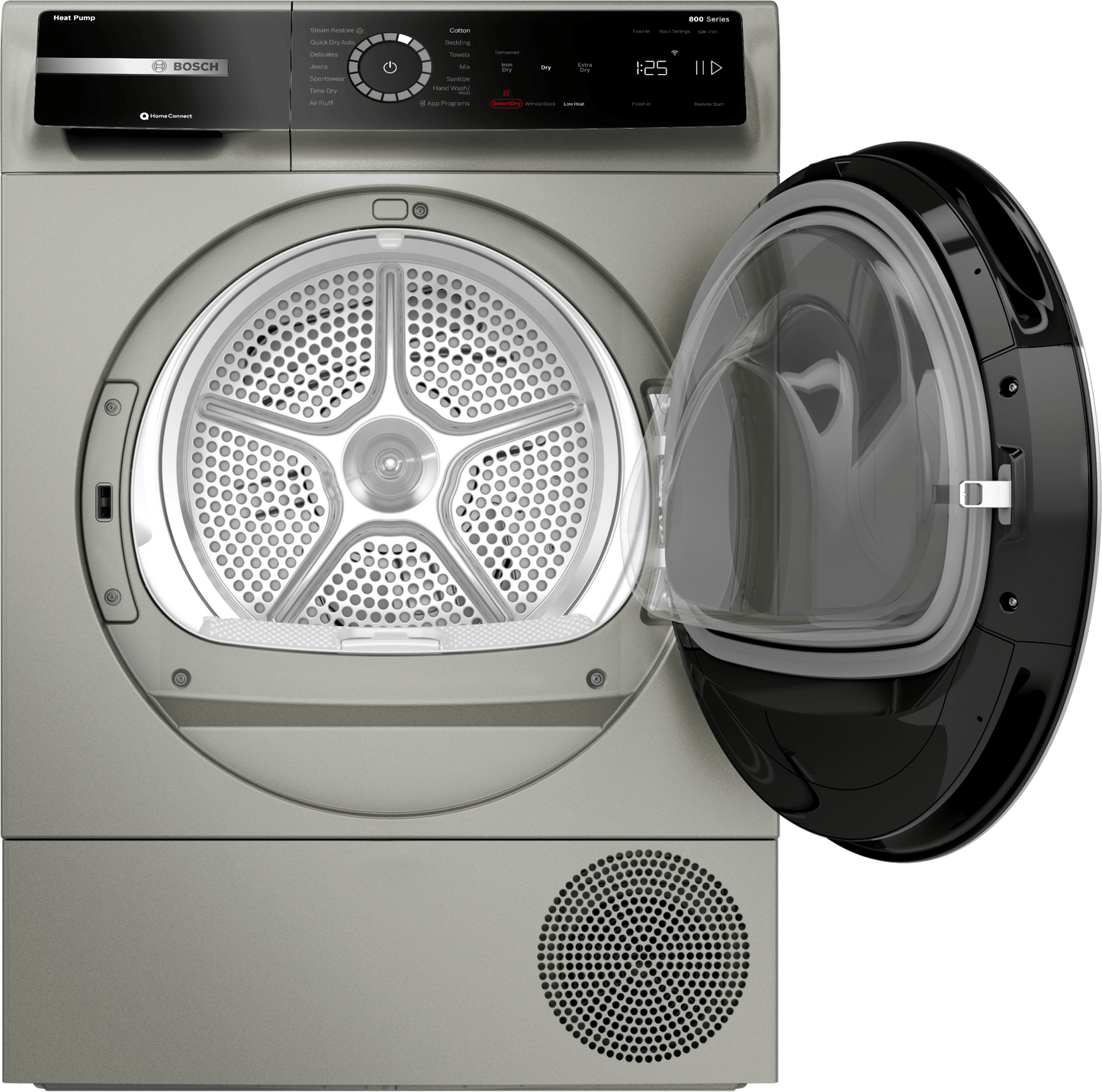 BOSCH WQB245AXUC 800 Series, heat pump dryer, Silver inox Silver