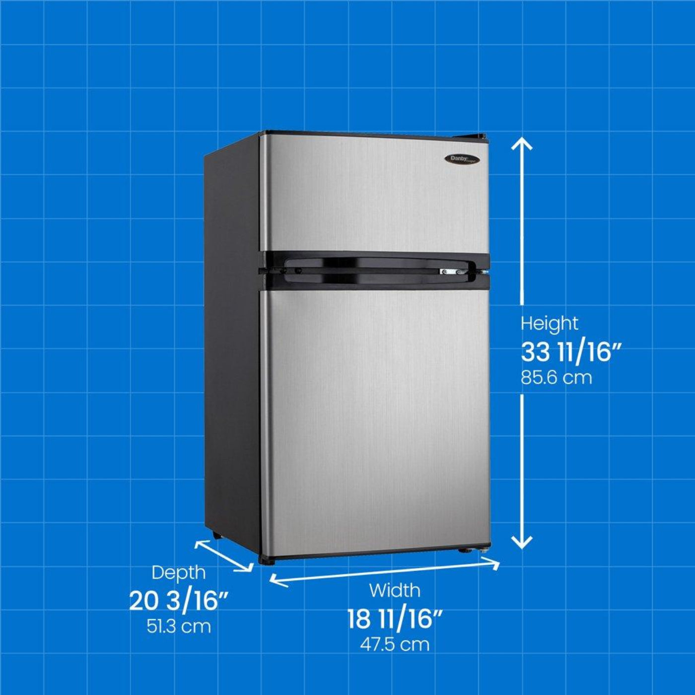 DANBY Danby Designer 3.1 cu. ft. 2-door Compact Fridge in Stainless Steel Look in Stainless Steel - DCR031B1BSLDD