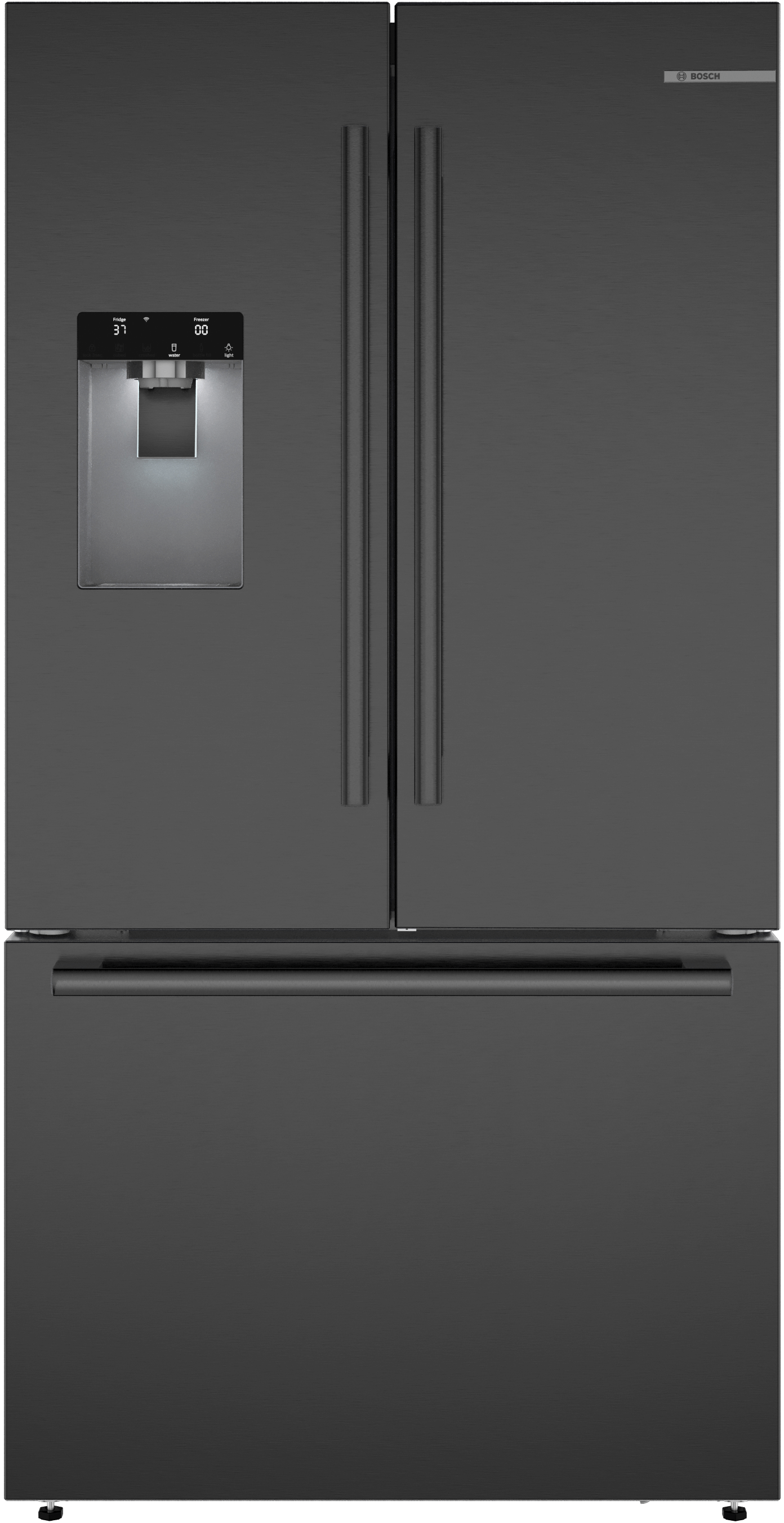 BOSCH B36FD52SNB 500 Series, French Door Bottom freezer, multi door, 36'', Black inox-antifingerprint, Total No Frost Black in Stainless Steel - B36FD52SNB