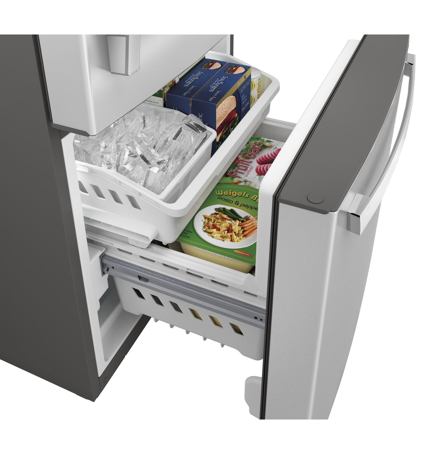 GE APPLIANCES 21.0 Cu. Ft. Bottom-Freezer Refrigerator in Stainless Steel - GDE21EYKFS