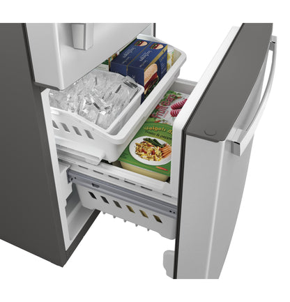 GE APPLIANCES 21.0 Cu. Ft. Bottom-Freezer Refrigerator in Stainless Steel - GDE21EYKFS