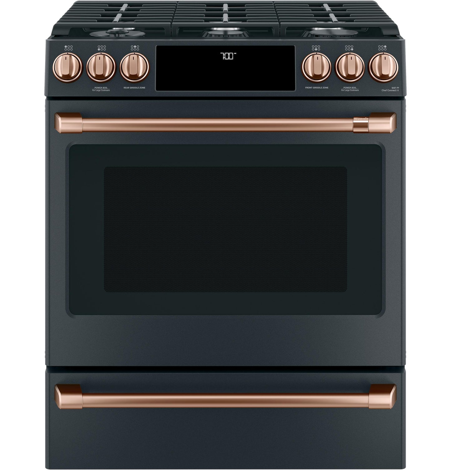 GE APPLIANCES CAFE CGS700P3MD1 CAFé™ 30" Smart Slide-In, Front-Control, Gas Range with Convection Oven Black - CGS700P3MD1