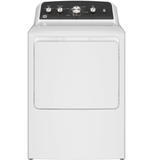 GE APPLIANCES GTD48GASWWB GE 7.2 cu. ft. Capacity Gas Dryer with Up To 120 ft. Venting and Extended Tumble Black On White - GTD48GASWWB