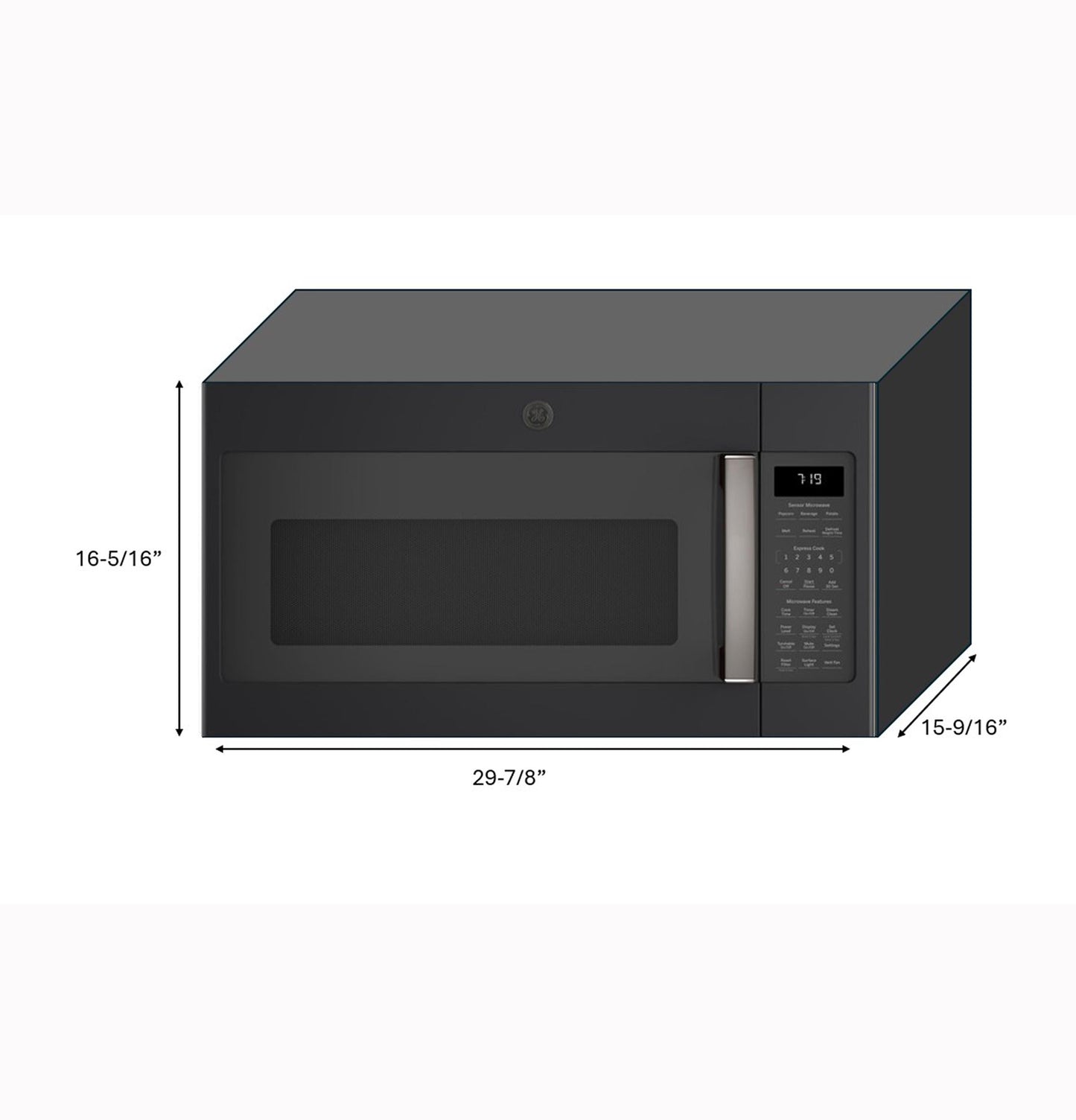 GE APPLIANCES 1.9 Cu. Ft. Over-the-Range Sensor Microwave Oven Black Slate - JVM7195FLDS