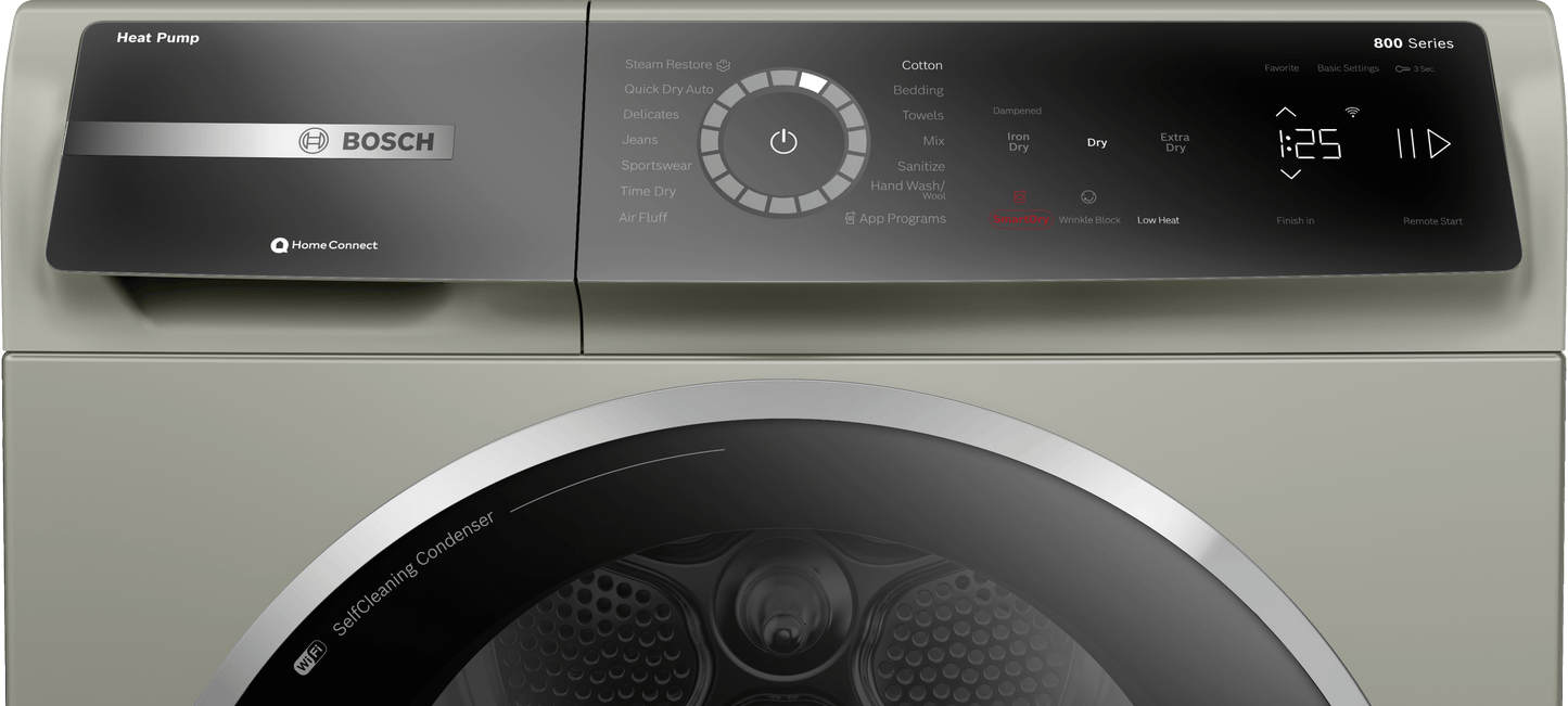 BOSCH WQB245AXUC 800 Series, heat pump dryer, Silver inox Silver