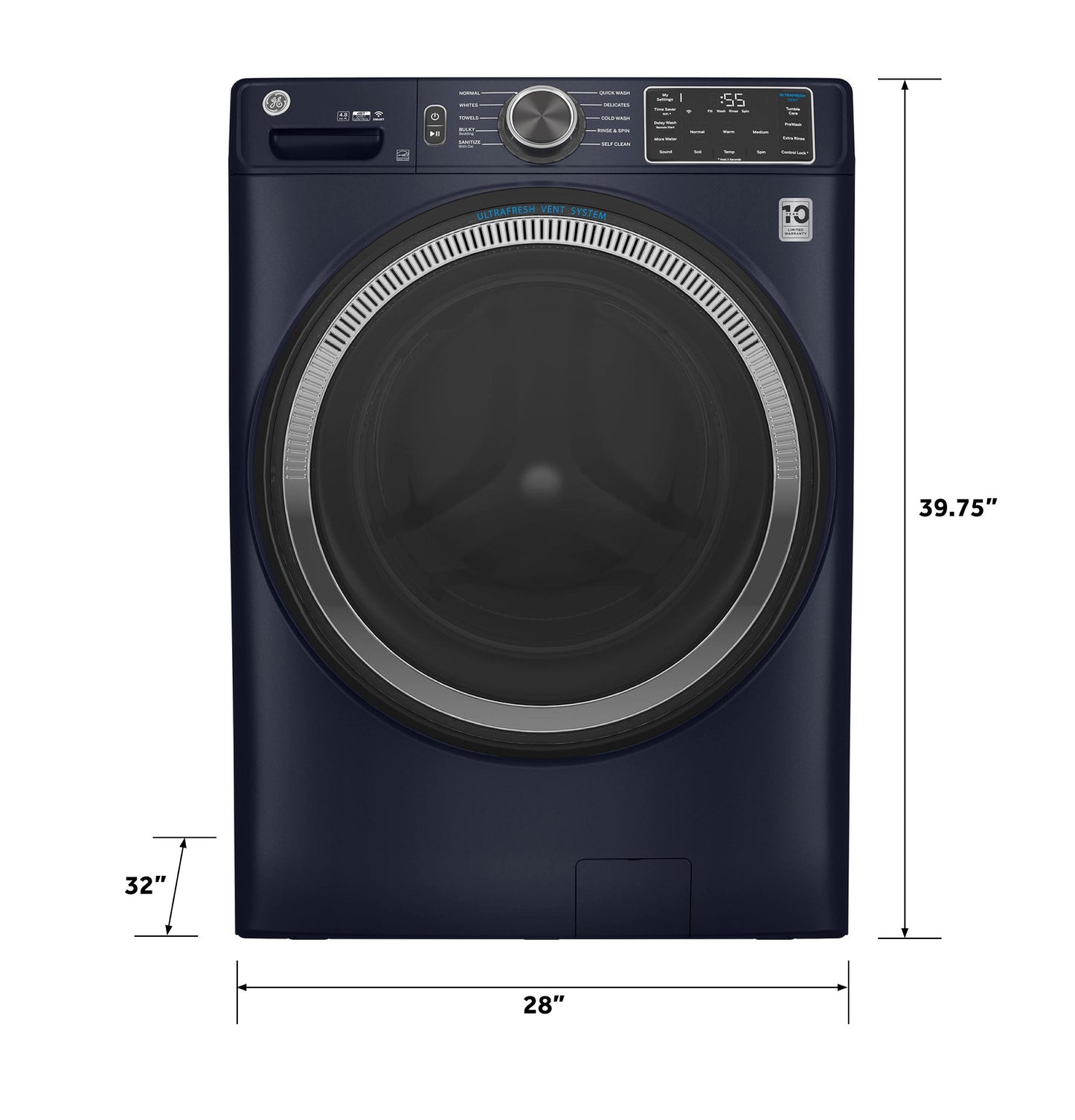 GE APPLIANCES GFW550SPRRS GE® ENERGY STAR® 4.8 cu. ft. Capacity Smart Front Load Washer with UltraFresh Vent System with OdorBlock™ and Sanitize w/Oxi Blue - GFW550SPRRS